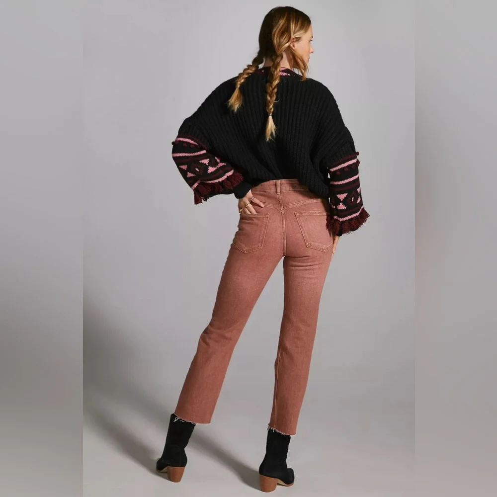 NWT Pilcro for Anthropologie The Vintage Straight Leg Jean-Washed Brown Rust 27 - Picture 4 of 16